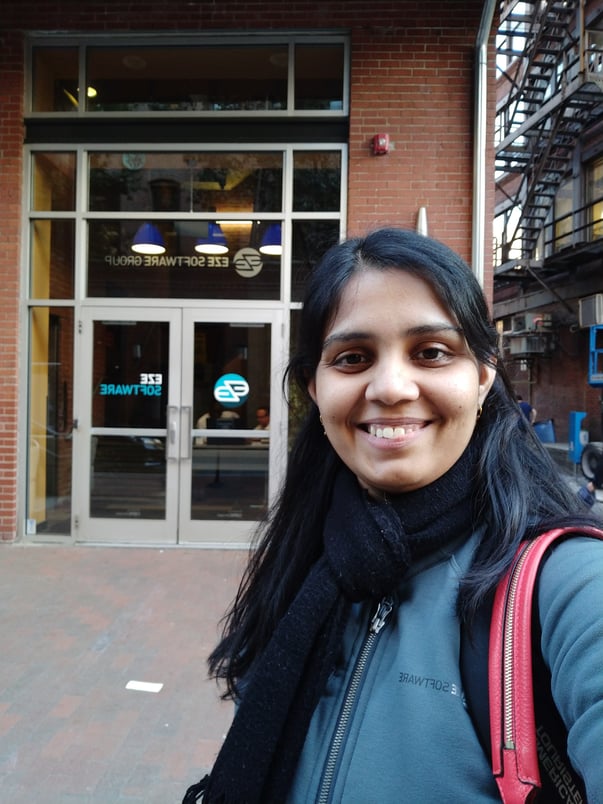Swetha Arrives at Eze Office In Boston