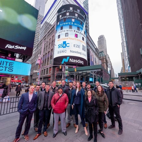 Eze's advertisement on the big screen in Times Square